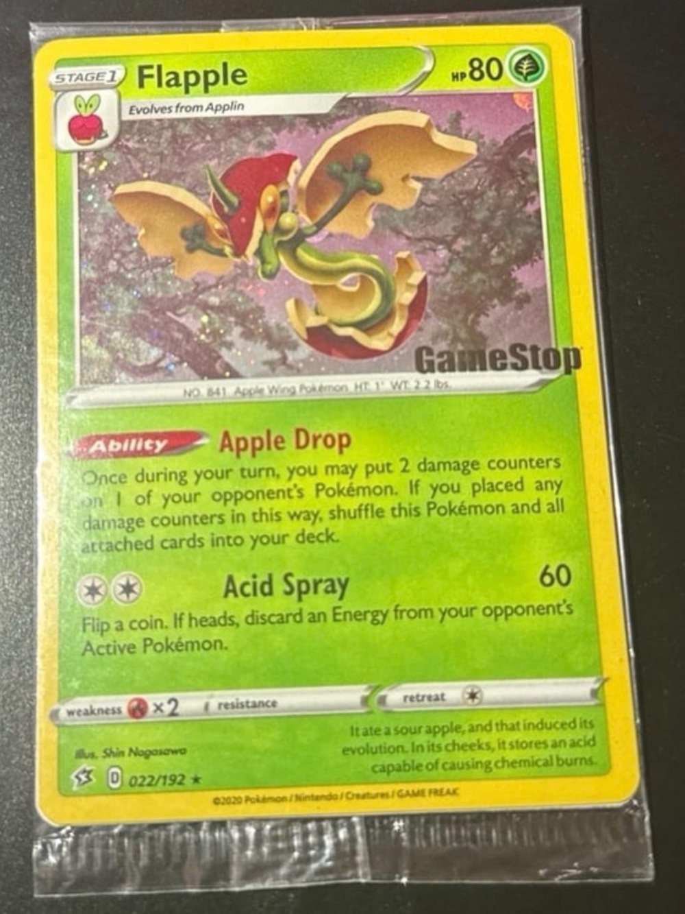 Flappe 22/192 GameStop Promo 2020 released HoloFoil with unfinished swirl rare